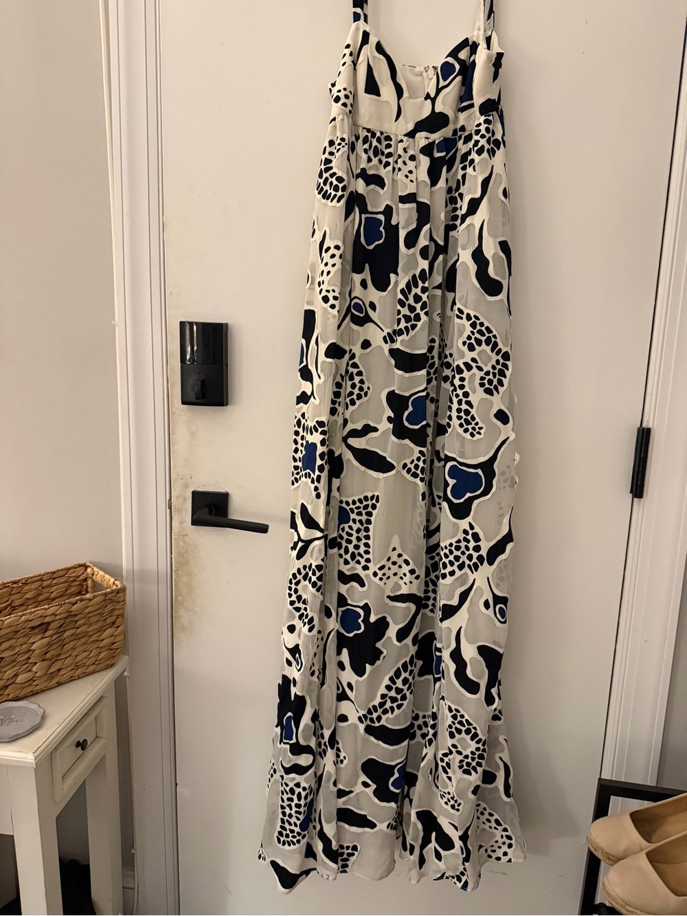 Ulla Johnson White, Black & Blue Printed Maxi Dress